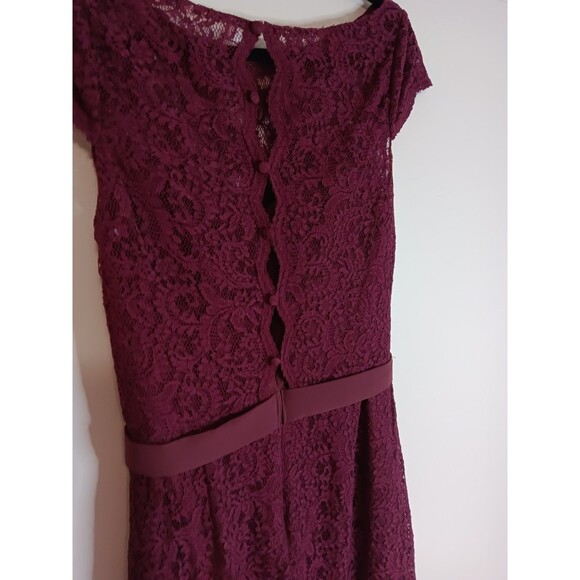 Vintage Belsoie Lace Overlay Sheath Dress Purple Sz 14 - Picture 3 of 5